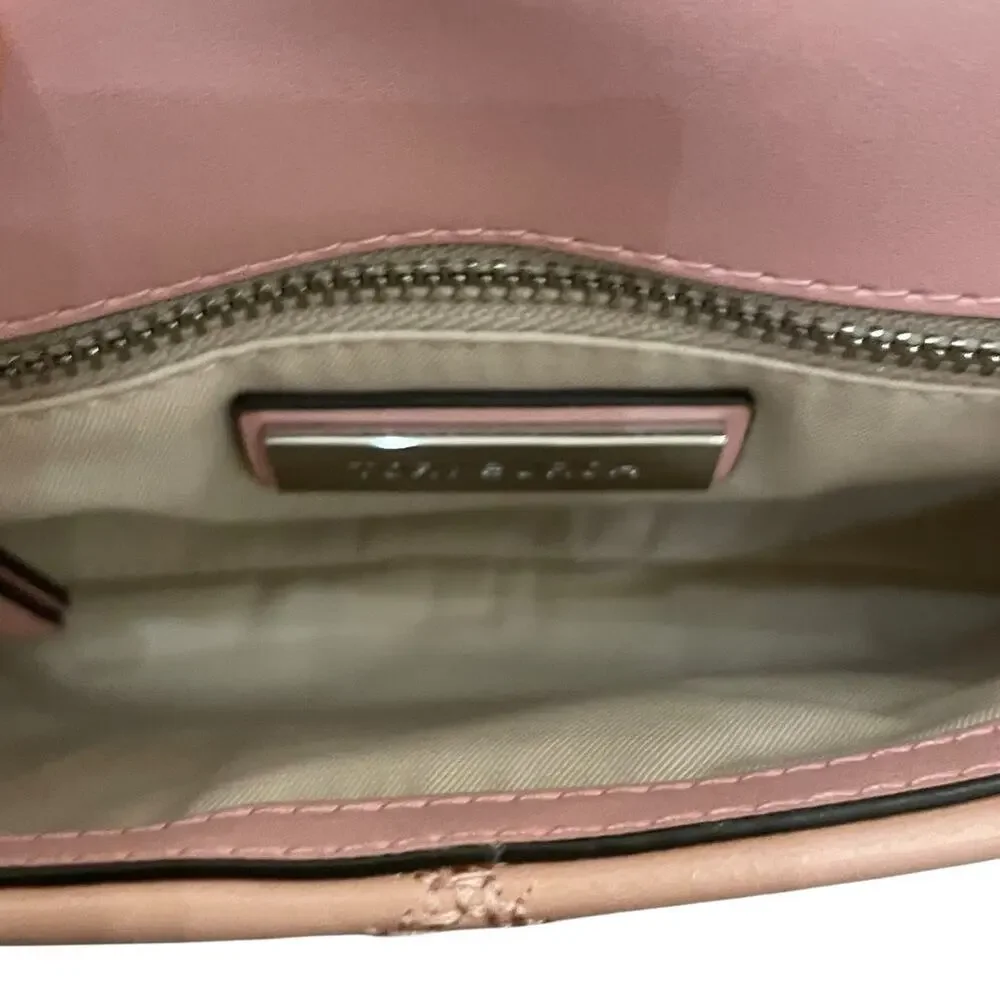Tory Burch Willa Glazed Mini Belt Bag Crossbody Pink Rose Sachet Leather OS New